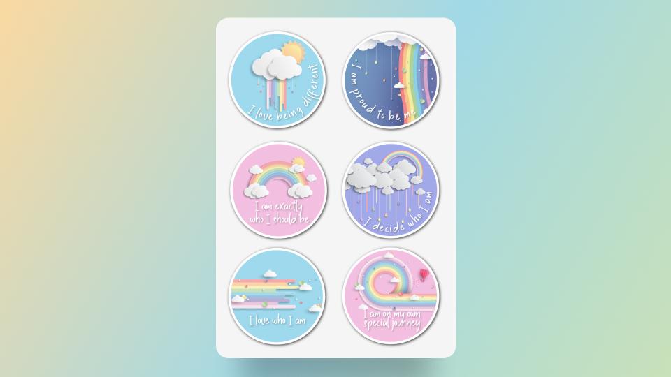 Water Bottle & Lunch Box Blooms - Glowbows Stickers A5