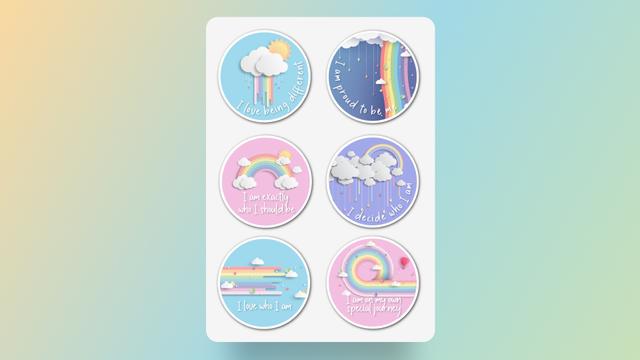 Water Bottle & Lunch Box Blooms - Glowbows Stickers A5