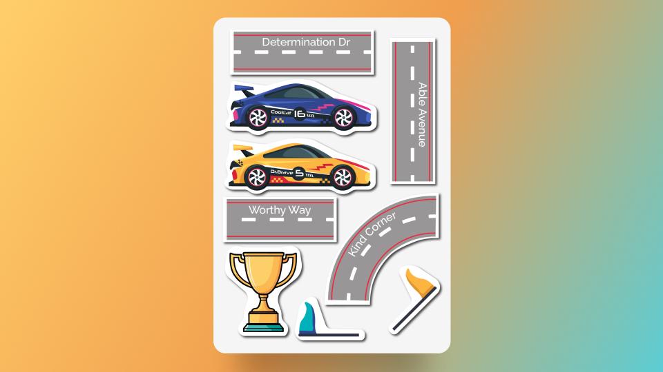 Mirror, Wall and All - Race Champs Stickers A4