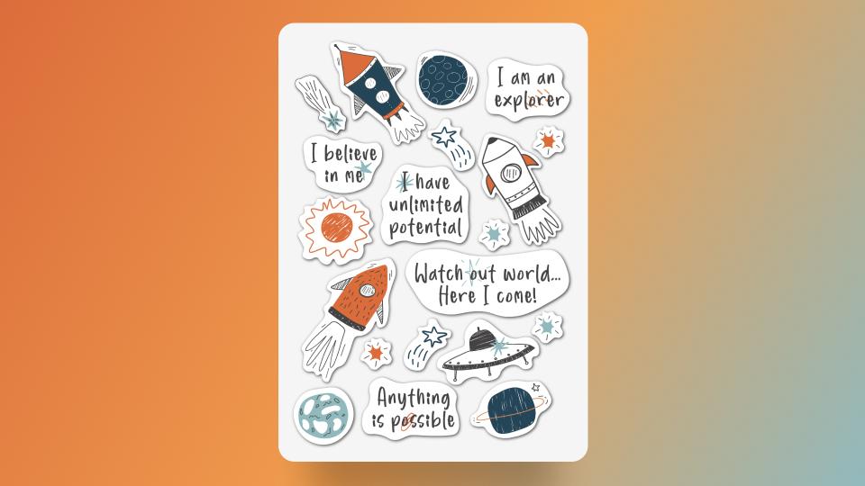 All Surface Mini - Space Doodle Stickers A5