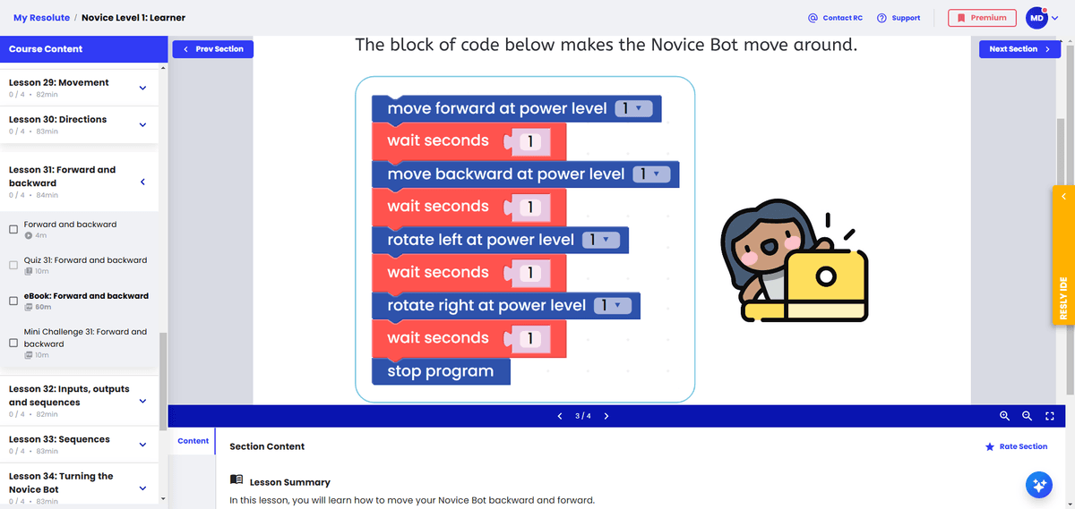 Program The Novice Bot Novice Level 1: Learner Course | Resolute Shop